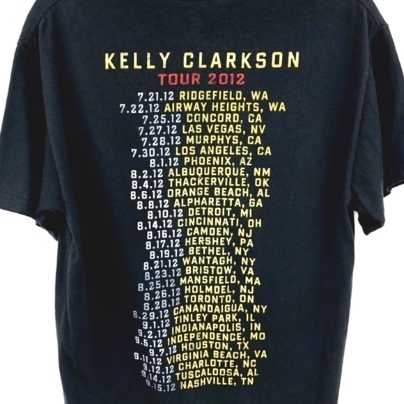 Kelly Clarkston Women’s M Tour 2012 Cre Neck Black Concert Short Sleeve T-Shirt - Picture 4 of 6